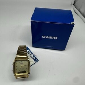 Casio AQ230GA-9D Men's Gold Stainless Steel Band Quartz Movement Watch - NEW